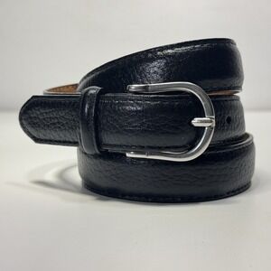 LL Bean Dress Belt Mens Size 38.5" Black Full Grain Leather USA Brass Vintage